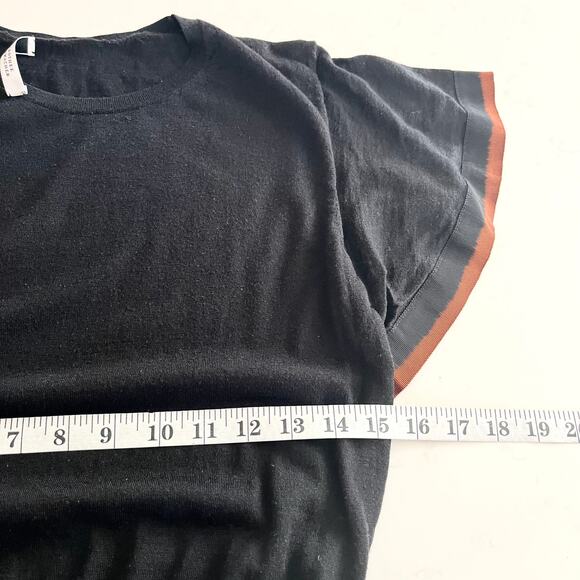 Dorothee Schumacher Black Contrast Flutter Short Sleeve Crewneck Sweater Size 1 - Picture 7 of 10